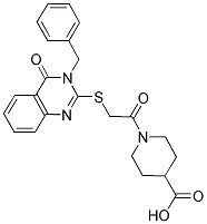 1-[2-(3-BENZYL-4-OXO-3,4-DIHYDRO-QUINAZOLIN-2-YLSULFANYL)-ACETYL]-PIPERIDINE-4-CARBOXYLIC ACID Struktur