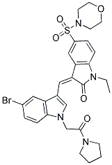 (Z)-3-((5-BROMO-1-(2-OXO-2-(PYRROLIDIN-1-YL)ETHYL)-1H-INDOL-3-YL)METHYLENE)-1-ETHYL-5-(MORPHOLINOSULFONYL)INDOLIN-2-ONE Struktur