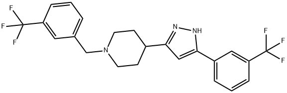 1-[3-(TRIFLUOROMETHYL)BENZYL]-4-(5-[3-(TRIFLUOROMETHYL)PHENYL]-1H-PYRAZOL-3-YL)PIPERIDINE Struktur