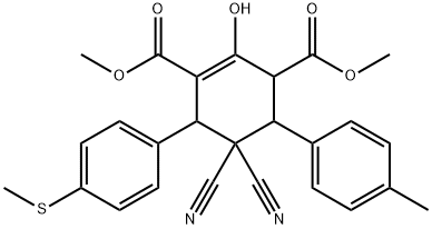 DIMETHYL 5,5-DICYANO-2-HYDROXY-4-(4-METHYLPHENYL)-6-[4-(METHYLSULFANYL)PHENYL]-1-CYCLOHEXENE-1,3-DICARBOXYLATE Struktur