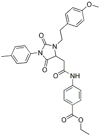 ETHYL 4-(2-(3-(4-METHOXYPHENETHYL)-2,5-DIOXO-1-P-TOLYLIMIDAZOLIDIN-4-YL)ACETAMIDO)BENZOATE Struktur