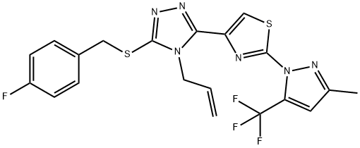 4-ALLYL-3-[(4-FLUOROBENZYL)SULFANYL]-5-(2-[3-METHYL-5-(TRIFLUOROMETHYL)-1H-PYRAZOL-1-YL]-1,3-THIAZOL-4-YL)-4H-1,2,4-TRIAZOLE Struktur