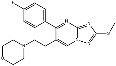 5-(4-FLUOROPHENYL)-2-(METHYLSULFANYL)-6-(2-MORPHOLINOETHYL)[1,2,4]TRIAZOLO[1,5-A]PYRIMIDINE Struktur