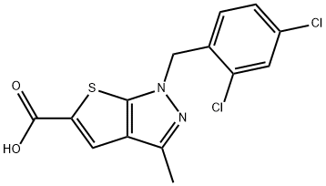 1-(2,4-DICHLORO-BENZYL)-3-METHYL-1H-THIENO[2,3-C]PYRAZOLE-5-CARBOXYLIC ACID Struktur