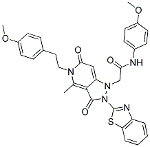 2-(2-(BENZO[D]THIAZOL-2-YL)-5-(4-METHOXYPHENETHYL)-4-METHYL-3,6-DIOXO-2,3,5,6-TETRAHYDROPYRAZOLO[4,3-C]PYRIDIN-1-YL)-N-(4-METHOXYPHENYL)ACETAMIDE Struktur