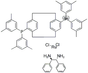 DICHLORO[(S)-(+)-4,12-BIS(DI(3,5-XYLYL)PHOSPHINO)-[2.2]-PARACYCLOPHANE][(1R,2R)-(+)-1,2-DIPHENYLETHYLENEDIAMINE]RUTHENIUM (II) Struktur