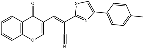 (E)-2-[4-(4-METHYLPHENYL)-1,3-THIAZOL-2-YL]-3-(4-OXO-4H-CHROMEN-3-YL)-2-PROPENENITRILE Struktur