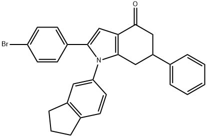 2-(4-BROMOPHENYL)-1-INDAN-5-YL-6-PHENYL-5,6,7-TRIHYDROINDOL-4-ONE Struktur