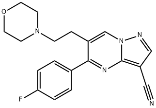 5-(4-FLUOROPHENYL)-6-(2-MORPHOLINOETHYL)PYRAZOLO[1,5-A]PYRIMIDINE-3-CARBONITRILE Struktur