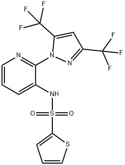 N-(2-[3,5-BIS(TRIFLUOROMETHYL)-1H-PYRAZOL-1-YL]-3-PYRIDINYL)-2-THIOPHENESULFONAMIDE Struktur