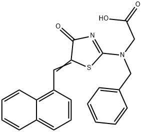 2-(BENZYL(5-[(E)-1-NAPHTHYLMETHYLIDENE]-4-OXO-4,5-DIHYDRO-1,3-THIAZOL-2-YL)AMINO)ACETIC ACID Struktur