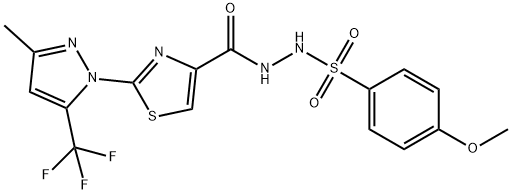 4-METHOXY-N'-((2-[3-METHYL-5-(TRIFLUOROMETHYL)-1H-PYRAZOL-1-YL]-1,3-THIAZOL-4-YL)CARBONYL)BENZENESULFONOHYDRAZIDE Struktur