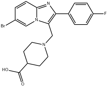 1-[6-BROMO-2-(4-FLUORO-PHENYL)-IMIDAZO[1,2-A]-PYRIDIN-3-YLMETHYL]-PIPERIDINE-4-CARBOXYLIC ACID Struktur