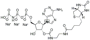 2'/3'-O-(2-(BIOTINYL-BUTYL-CARBAMOYL)ETHYL-CARBAMOYL)-ADENOSINE-5'-[(BETA,GAMMA)-IMIDO]TRIPHOSPHATE, SODIUM SALT Struktur