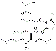 2-((5(6)-TETRAMETHYLRHODAMINE)CARBOXYLIC ACID N-HYDROXYSUCCINIMIDE ESTER Struktur