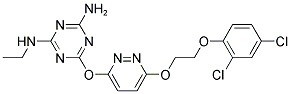 6-({6-[2-(2,4-DICHLOROPHENOXY)ETHOXY]PYRIDAZIN-3-YL}OXY)-N-ETHYL-1,3,5-TRIAZINE-2,4-DIAMINE Struktur