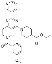 1-[6-(3-METHOXY-BENZOYL)-2-PYRIDIN-3-YL-5,6,7,8-TETRAHYDRO-PYRIDO[4,3-D]PYRIMIDIN-4-YL]-PIPERIDINE-4-CARBOXYLIC ACID ETHYL ESTER Struktur