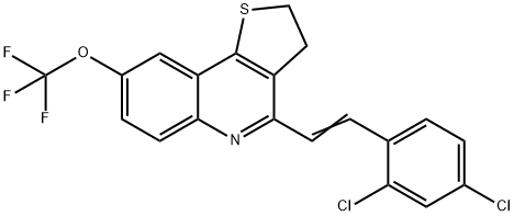 4-[(E)-2-(2,4-DICHLOROPHENYL)ETHENYL]-8-(TRIFLUOROMETHOXY)-2,3-DIHYDROTHIENO[3,2-C]QUINOLINE Struktur