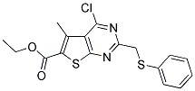 ETHYL 4-CHLORO-5-METHYL-2-[(PHENYLTHIO)METHYL]THIENO[2,3-D]PYRIMIDINE-6-CARBOXYLATE Struktur