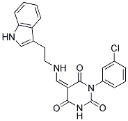 (5Z)-1-(3-CHLOROPHENYL)-5-({[2-(1H-INDOL-3-YL)ETHYL]AMINO}METHYLENE)PYRIMIDINE-2,4,6(1H,3H,5H)-TRIONE Struktur