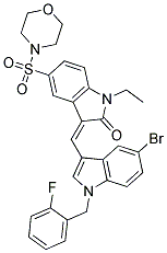 (Z)-3-((5-BROMO-1-(2-FLUOROBENZYL)-1H-INDOL-3-YL)METHYLENE)-1-ETHYL-5-(MORPHOLINOSULFONYL)INDOLIN-2-ONE Struktur