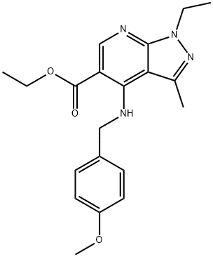 ETHYL 1-ETHYL-4-[(4-METHOXYBENZYL)AMINO]-3-METHYL-1H-PYRAZOLO[3,4-B]PYRIDINE-5-CARBOXYLATE Struktur