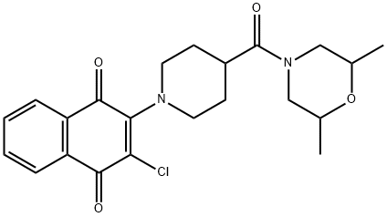 2-CHLORO-3-(4-[(2,6-DIMETHYLMORPHOLINO)CARBONYL]PIPERIDINO)NAPHTHOQUINONE Struktur