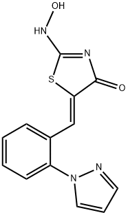 2-(HYDROXYAMINO)-5-((Z)-[2-(1H-PYRAZOL-1-YL)PHENYL]METHYLIDENE)-1,3-THIAZOL-4-ONE Struktur