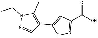 5-(1-ETHYL-5-METHYL-1 H-PYRAZOL-4-YL)-ISOXAZOLE-3-CARBOXYLIC ACID Struktur