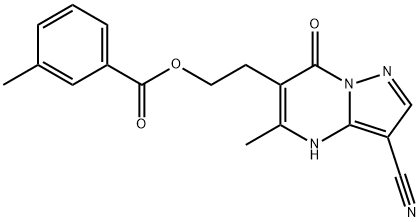 2-(3-CYANO-5-METHYL-7-OXO-4,7-DIHYDROPYRAZOLO[1,5-A]PYRIMIDIN-6-YL)ETHYL 3-METHYLBENZENECARBOXYLATE Struktur