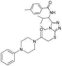 N-(1-(4-ETHYL-5-(2-OXO-2-(4-PHENYLPIPERAZIN-1-YL)ETHYLTHIO)-4H-1,2,4-TRIAZOL-3-YL)-2-METHYLPROPYL)-4-METHYLBENZAMIDE Struktur