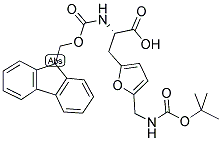 (S)-N-ALPHA-9-FLUORENYLMETHYLOXYCARBONYL-3-(2-[N'-T-BUTYLOXYCARBONYL-AMINOMETHYL]-FURAN-5-YL)-ALANINE Struktur