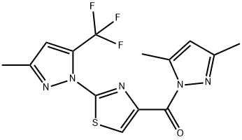 (3,5-DIMETHYL-1H-PYRAZOL-1-YL)(2-[3-METHYL-5-(TRIFLUOROMETHYL)-1H-PYRAZOL-1-YL]-1,3-THIAZOL-4-YL)METHANONE Struktur