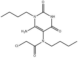 N-(6-AMINO-1-BUTYL-2,4-DIOXO-1,2,3,4-TETRAHYDRO-PYRIMIDIN-5-YL)-N-BUTYL-2-CHLORO-ACETAMIDE Struktur