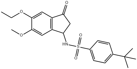 4-(TERT-BUTYL)-N-(5-ETHOXY-6-METHOXY-3-OXO-2,3-DIHYDRO-1H-INDEN-1-YL)BENZENESULFONAMIDE Struktur