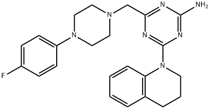 4-(3,4-DIHYDROQUINOLIN-1(2H)-YL)-6-((4-(4-FLUOROPHENYL)PIPERAZIN-1-YL)METHYL)-1,3,5-TRIAZIN-2-AMINE Struktur