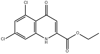 5,7-DICHLORO-4-HYDROXY-QUINOLINE-2-CARBOXYLIC ACID ETHYL ESTER Struktur