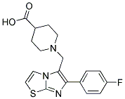 1-[6-(4-FLUORO-PHENYL)-IMIDAZO[2,1-B]THIAZOL-5-YLMETHYL]-PIPERIDINE-4-CARBOXYLIC ACID Struktur