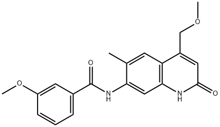 3-METHOXY-N-[4-(METHOXYMETHYL)-6-METHYL-2-OXO-1,2-DIHYDRO-7-QUINOLINYL]BENZENECARBOXAMIDE Struktur