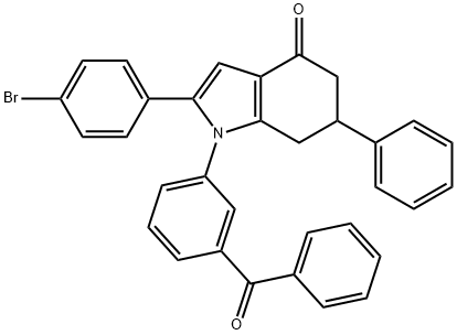 2-(4-BROMOPHENYL)-6-PHENYL-1-(3-(PHENYLCARBONYL)PHENYL)-5,6,7-TRIHYDROINDOL-4-ONE Struktur