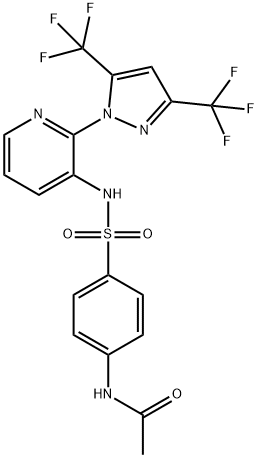 N-(4-[((2-[3,5-BIS(TRIFLUOROMETHYL)-1H-PYRAZOL-1-YL]-3-PYRIDINYL)AMINO)SULFONYL]PHENYL)ACETAMIDE Struktur