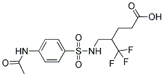 4-[(([4-(ACETYLAMINO)PHENYL]SULFONYL)AMINO)METHYL]-5,5,5-TRIFLUOROPENTANOIC ACID Struktur