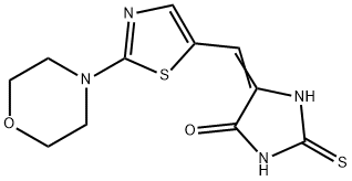 5-[(E)-(2-MORPHOLINO-1,3-THIAZOL-5-YL)METHYLIDENE]-2-THIOXOTETRAHYDRO-4H-IMIDAZOL-4-ONE Struktur