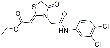 [3-[(3,4-DICHLORO-PHENYLCARBAMOYL)-METHYL]-4-OXO-THIAZOLIDIN-2-YLIDENE]-ACETIC ACID ETHYL ESTER Struktur