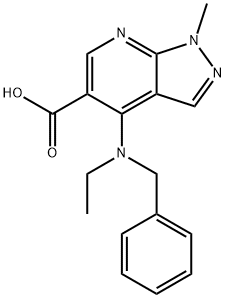 4-[BENZYL(ETHYL)AMINO]-1-METHYL-1H-PYRAZOLO[3,4-B]PYRIDINE-5-CARBOXYLIC ACID Struktur