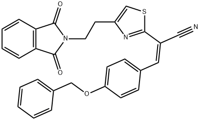 (Z)-3-[4-(BENZYLOXY)PHENYL]-2-(4-[2-(1,3-DIOXO-1,3-DIHYDRO-2H-ISOINDOL-2-YL)ETHYL]-1,3-THIAZOL-2-YL)-2-PROPENENITRILE Struktur