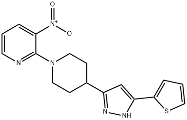 1-(3-NITRO-2-PYRIDINYL)-4-[5-(2-THIENYL)-1H-PYRAZOL-3-YL]PIPERIDINE Struktur