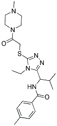 N-(1-(4-ETHYL-5-(2-(4-METHYLPIPERAZIN-1-YL)-2-OXOETHYLTHIO)-4H-1,2,4-TRIAZOL-3-YL)-2-METHYLPROPYL)-4-METHYLBENZAMIDE Struktur