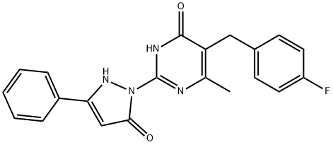 5-(4-FLUOROBENZYL)-6-METHYL-2-(5-OXO-3-PHENYL-2,5-DIHYDRO-1H-PYRAZOL-1-YL)-4(3H)-PYRIMIDINONE Struktur