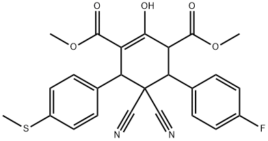 DIMETHYL 5,5-DICYANO-4-(4-FLUOROPHENYL)-2-HYDROXY-6-[4-(METHYLSULFANYL)PHENYL]-1-CYCLOHEXENE-1,3-DICARBOXYLATE Struktur